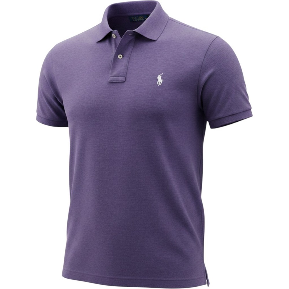 Polo Ralph Lauren Mens Large Purple Heather Cotton Short Sleeve Polo Shirt L